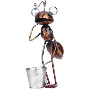Metal Ant Garden Decor Sculpture Indoor Outdoor Statue with Removable Bucket